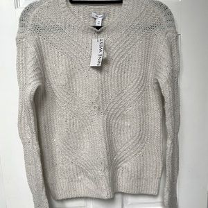 NWT Nine West Sweater in White with Silver Sequins for a little Bling!
